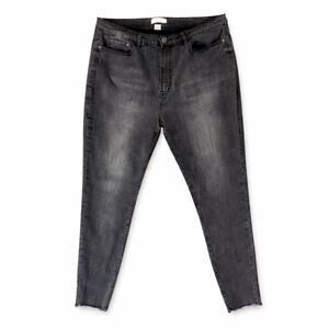 Judy Blue 2X Distressed High Rise Skinny Jeans Frayed Ankle Dark Wash Stretch